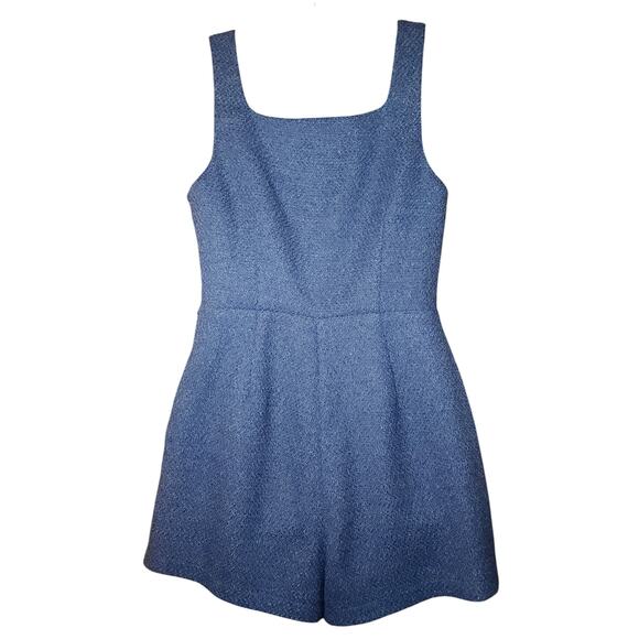 ELLE Grey Plaid Tweed Jumper Romper Women sz Small NWOT Preppy Academia - Picture 4 of 8